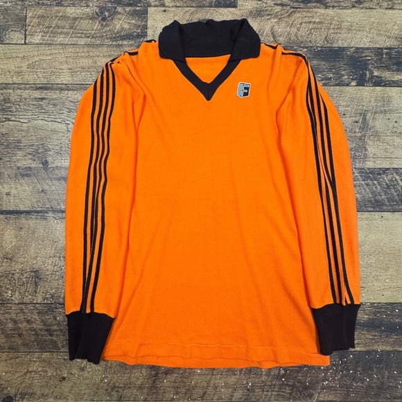 Vintage Sportswear Orange Long Sleeve Collared Soccer Jersey Shirt Mens 16